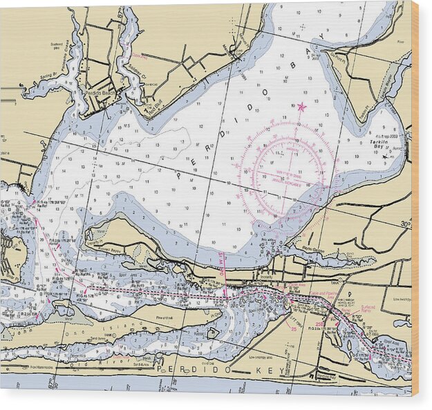 Perdido Bay-florida Nautical Chart - Wood Print