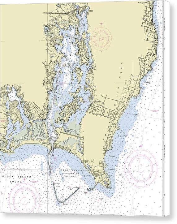 Point Judith Harbor Rhode Island Nautical Chart - Canvas Print