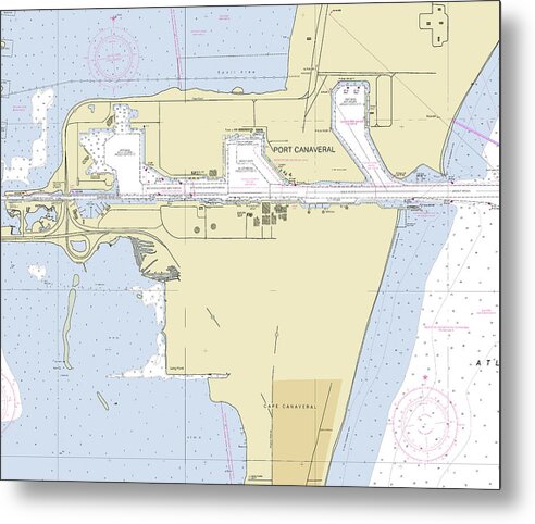 Port Canaveral Florida Nautical Chart - Metal Print