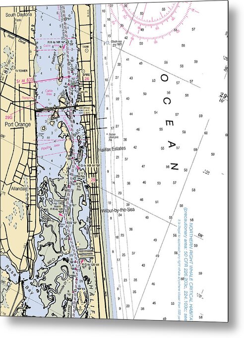 Port-orange -florida Nautical Chart _v6 - Metal Print