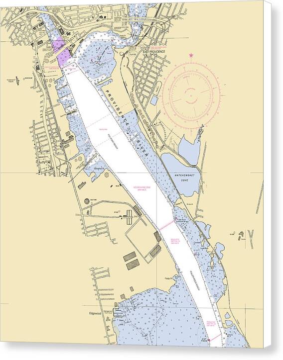 Providence Harbor-rhode Island Nautical Chart - Canvas Print