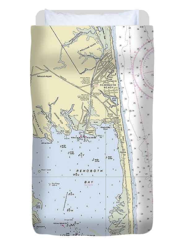 Rehoboth Bay Delaware Nautical Chart - Duvet Cover