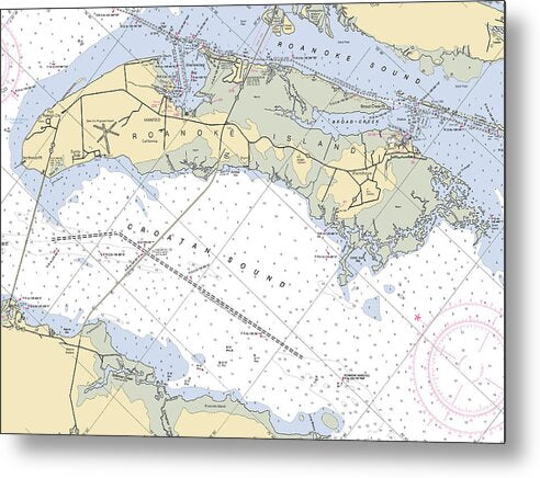 Roanoke Island-north Carolina Nautical Chart - Metal Print