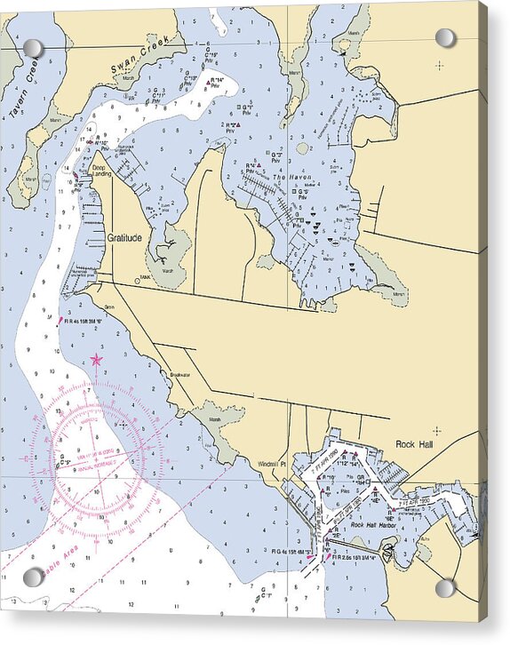 Rock Hall -maryland Nautical Chart _v2 - Acrylic Print