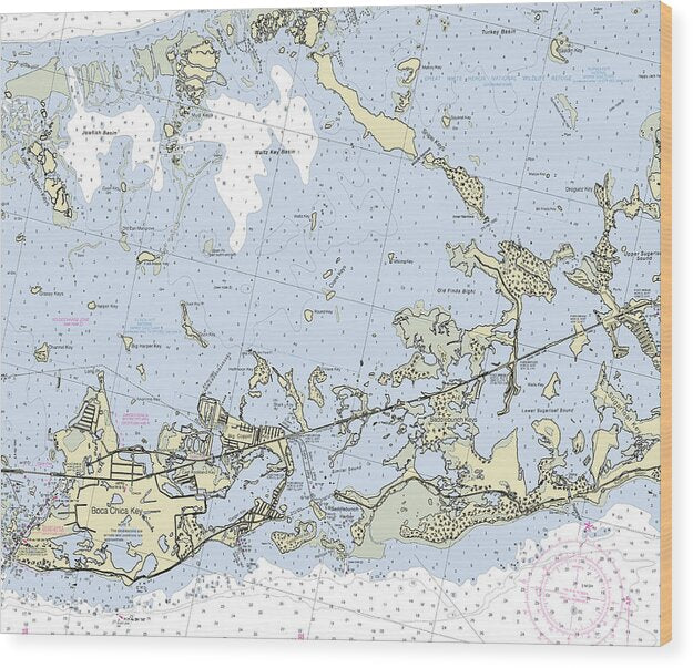 Saddlebunch Boca Chica Keys Florida Nautical Chart - Wood Print