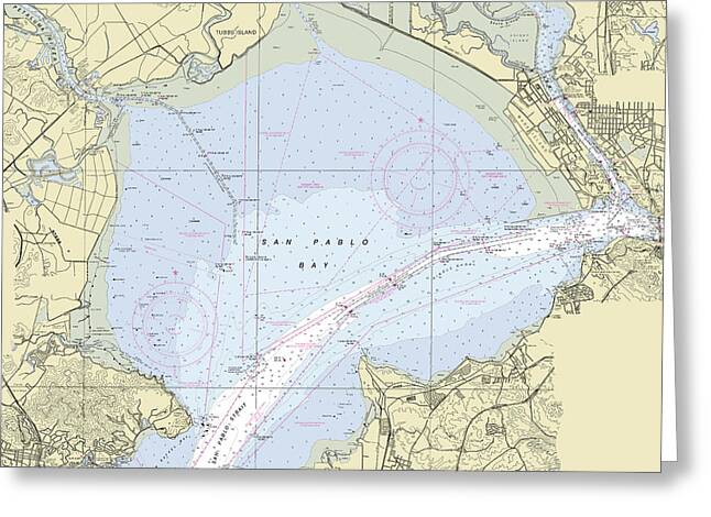 San Pablo Bay California Nautical Chart - Greeting Card