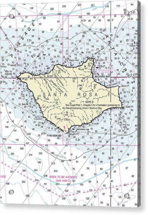 Santa Rosa Island California Nautical Chart - Acrylic Print