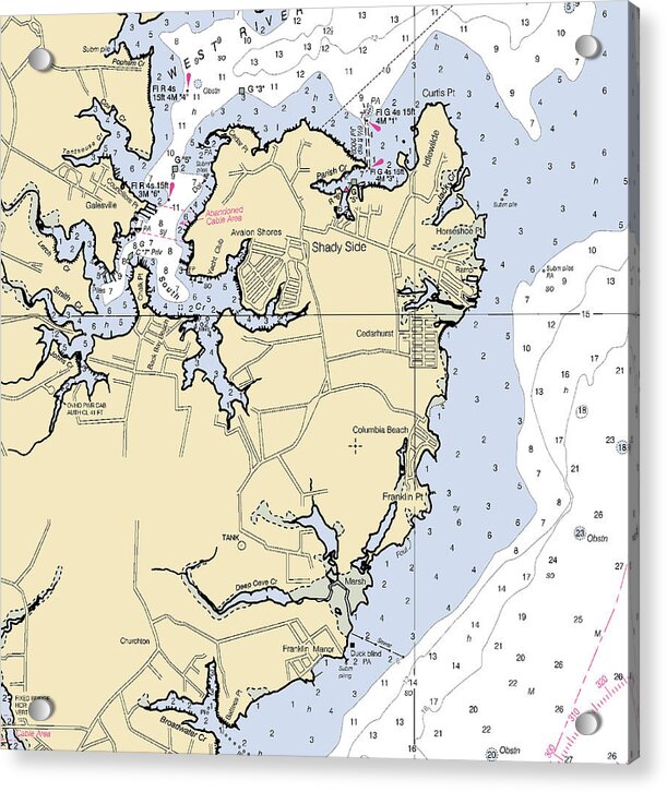 Shady Shore-maryland Nautical Chart - Acrylic Print