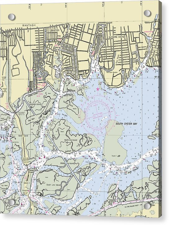 South Oyster Bay New York Nautical Chart - Acrylic Print