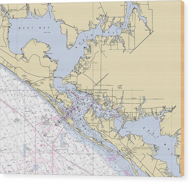 St-andrews-bay -florida Nautical Chart _v6 - Wood Print
