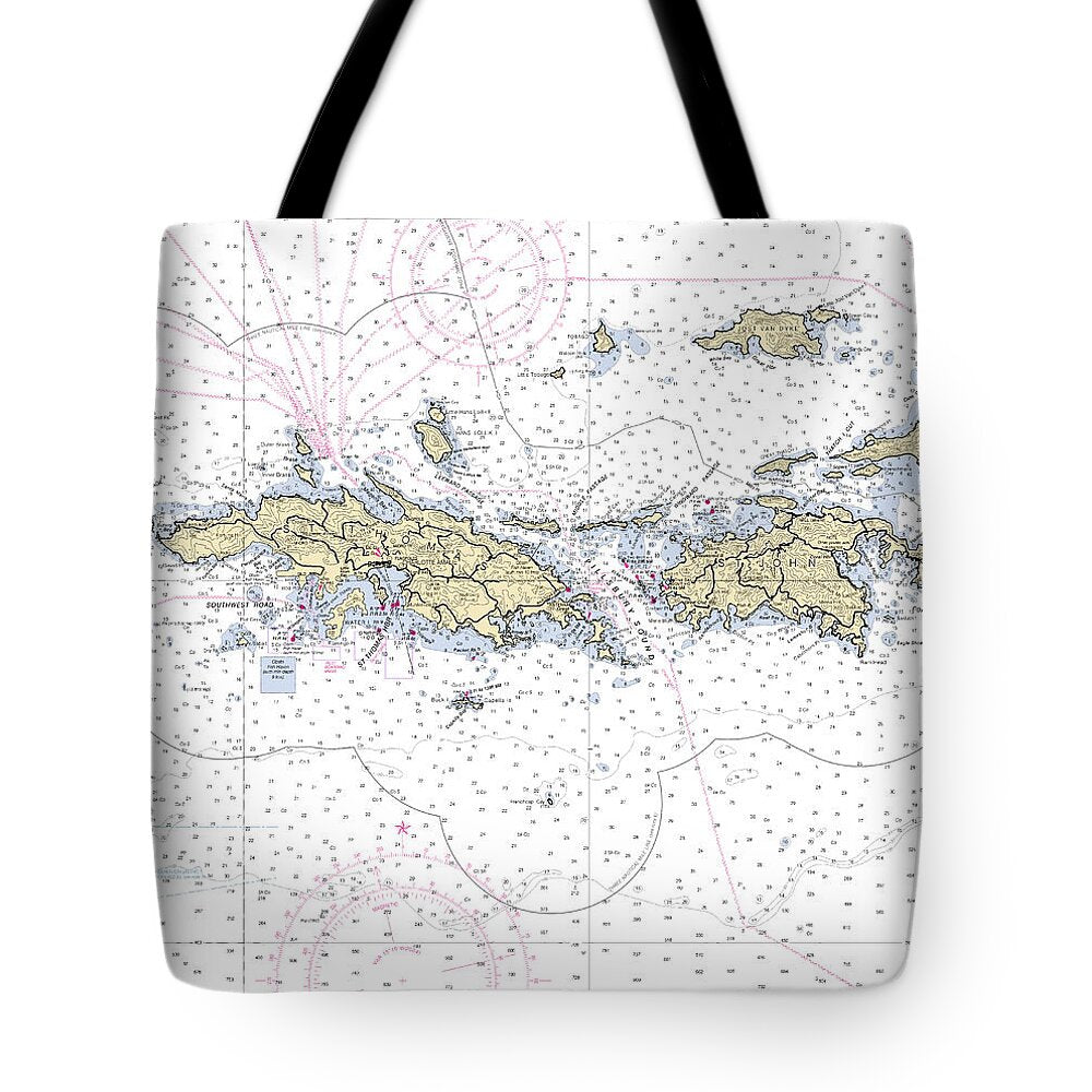 St John St Thomas-virgin Islands Nautical Chart - Tote Bag