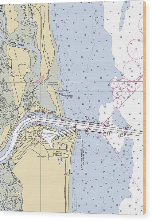 St Johns River -florida Nautical Chart _v2 - Wood Print