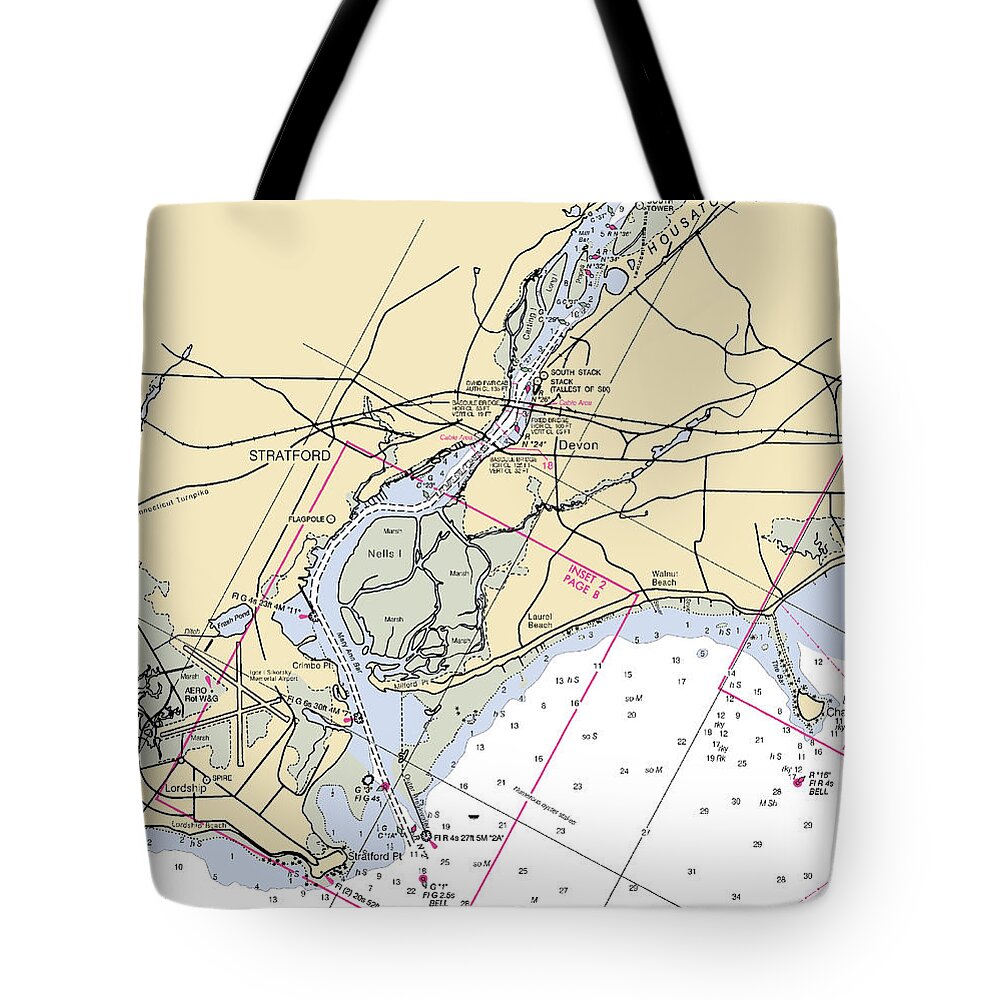Stratford -connecticut Nautical Chart _v2 - Tote Bag