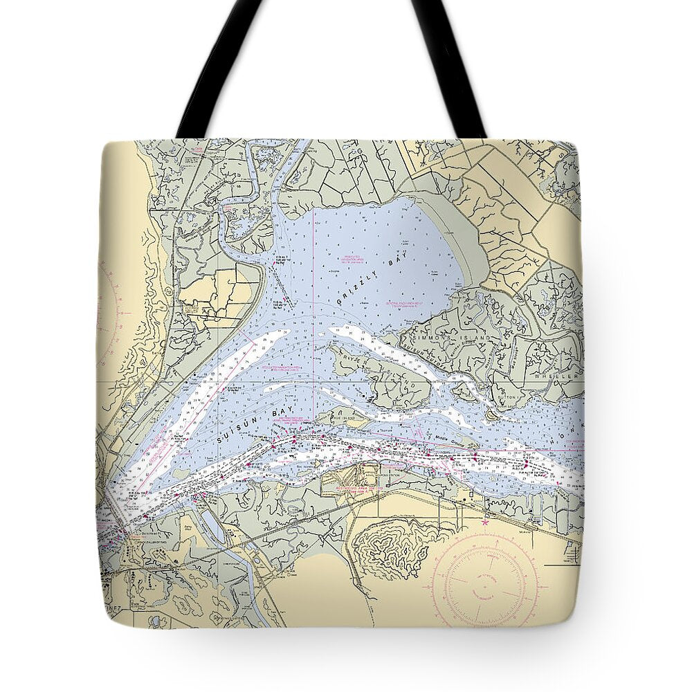 Suisun-bay -california Nautical Chart _v6 - Tote Bag