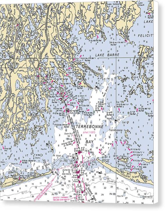 Terrebonne Bay-louisiana Nautical Chart - Canvas Print