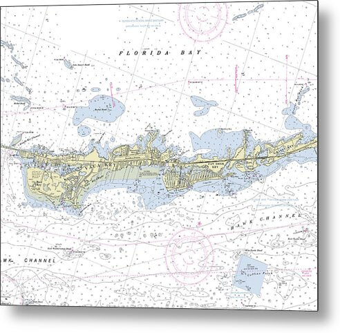 Vaca Key Marathon Florida Nautical Chart - Metal Print
