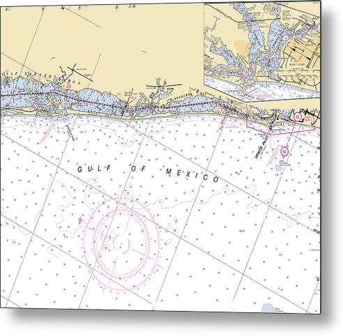 Venice-inlet -florida Nautical Chart _v6 - Metal Print