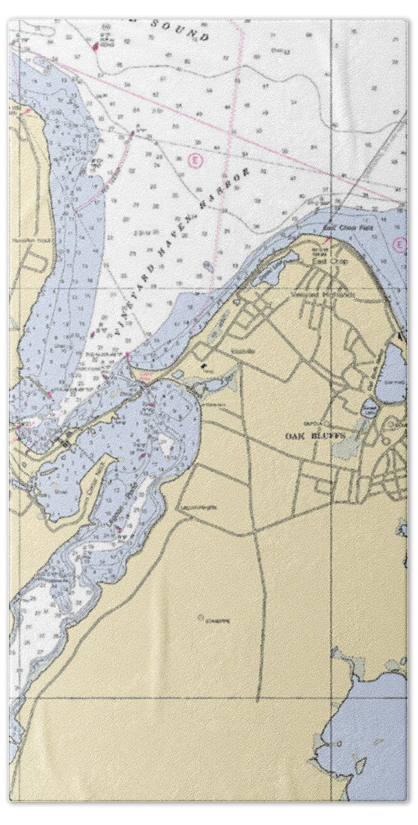 Vineyard Haven Harbor-massachusetts Nautical Chart - Bath Towel