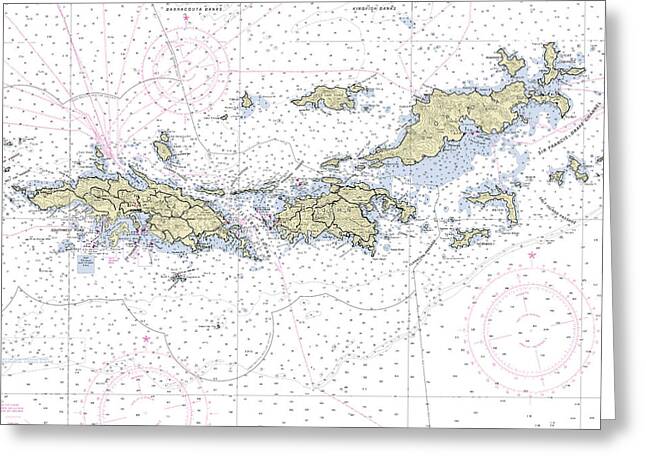Virgin Islands Nautical Chart - Greeting Card