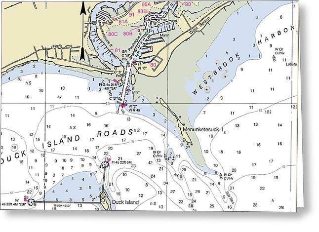 Westbrook Connecticut Nautical Chart - Greeting Card