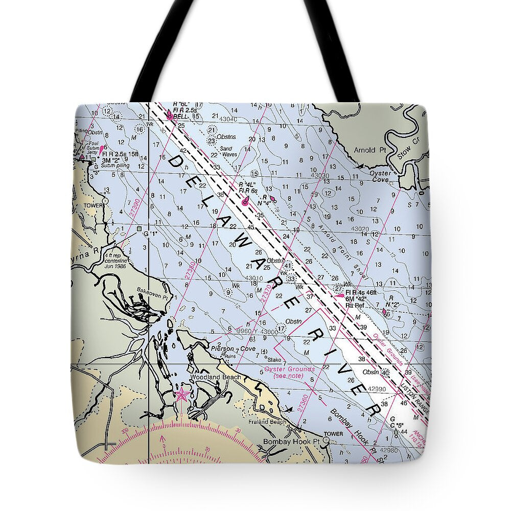 Woodland Beach-delaware Nautical Chart - Tote Bag
