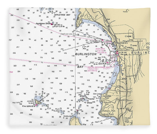 Burlington Lake Champlain  Nautical Chart Blanket