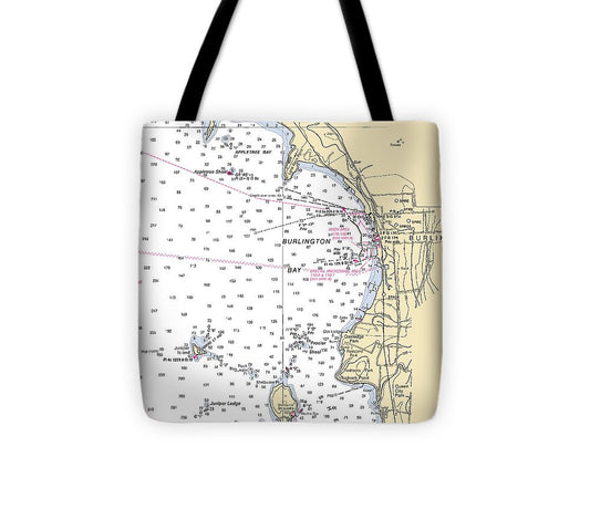 Burlington Lake Champlain  Nautical Chart Tote Bag