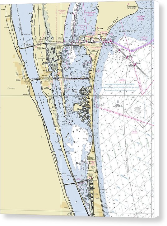 Cape Canaveral South Florida Nautical Chart – 625" x 8 – Canvas Nautical Chart Print by SeaKoast