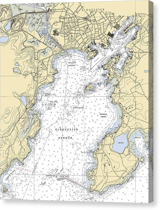 Gloucester-Massachusetts Nautical Chart Canvas Print