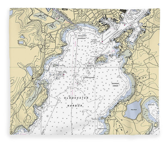 Gloucester Massachusetts Nautical Chart Blanket