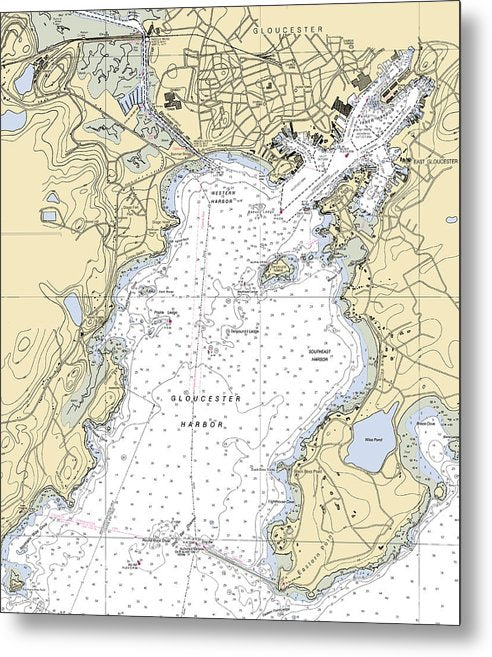 A beuatiful Metal Print of the Gloucester-Massachusetts Nautical Chart - Metal Print by SeaKoast.  100% Guarenteed!