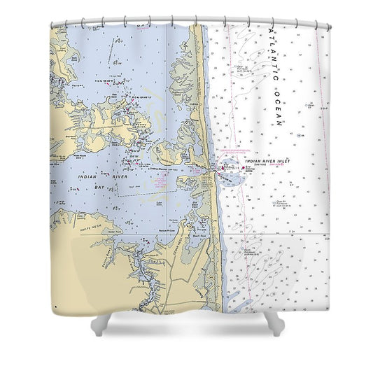 Indian River Inlet Delaware Nautical Chart Shower Curtain