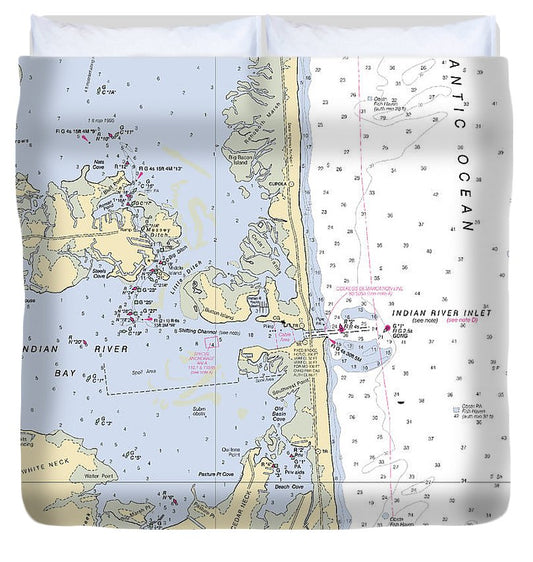 Indian River Inlet Delaware Nautical Chart Duvet Cover