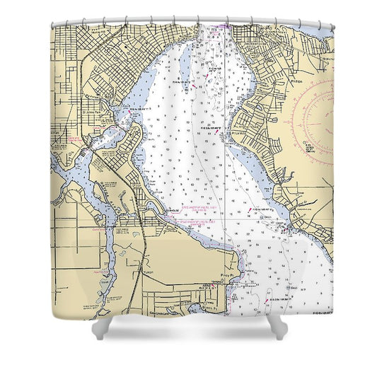 Jacksonville Florida Nautical Chart Shower Curtain