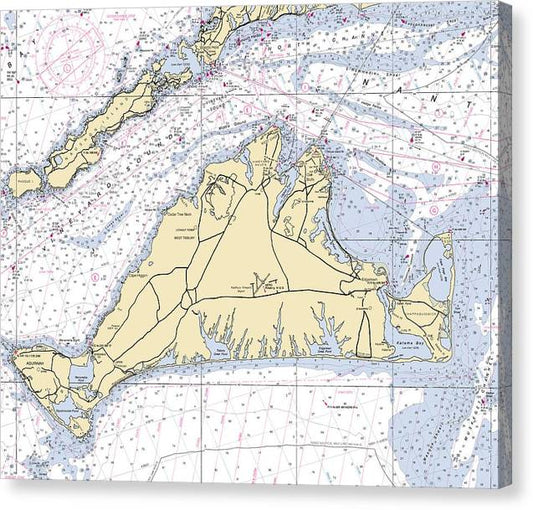 Martha'S Vineyard-Massachusetts Nautical Chart Canvas Print