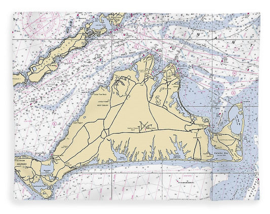 Martha'S Vineyard Massachusetts Nautical Chart Blanket