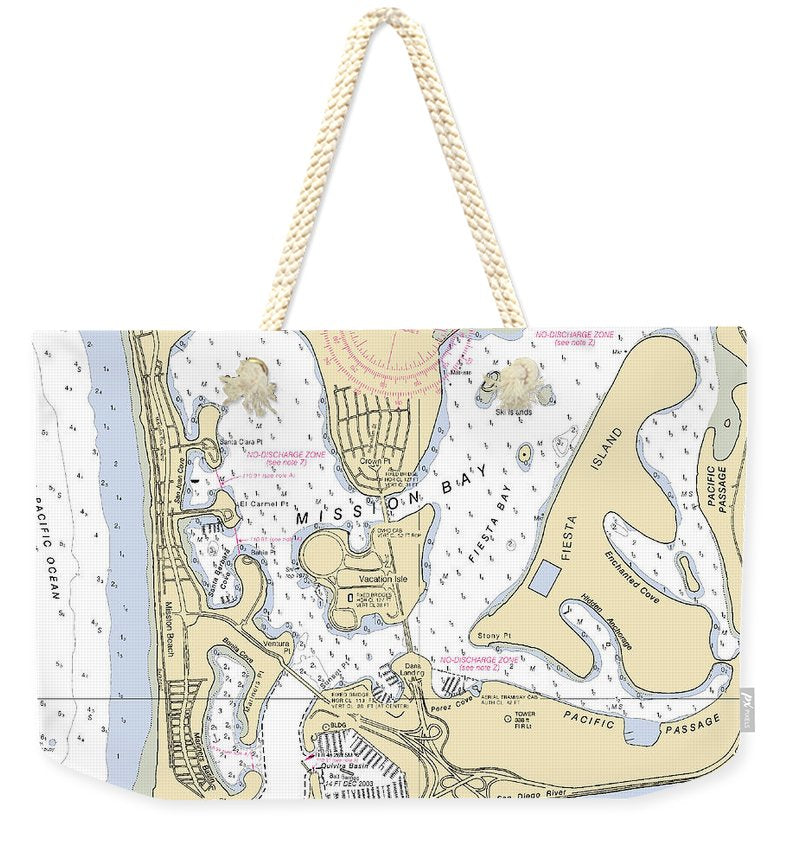 Mission Bay-california Nautical Chart - Weekender Tote Bag