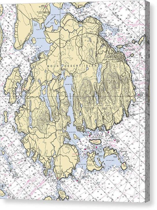 Mt Desert Island-Maine Nautical Chart Canvas Print