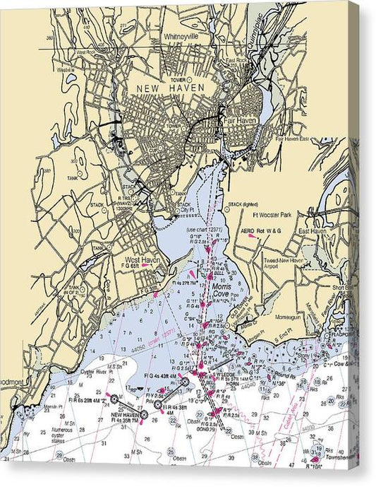 New Haven-Connecticut Nautical Chart Canvas Print