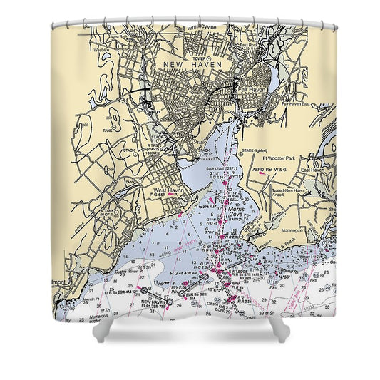 New Haven Connecticut Nautical Chart Shower Curtain