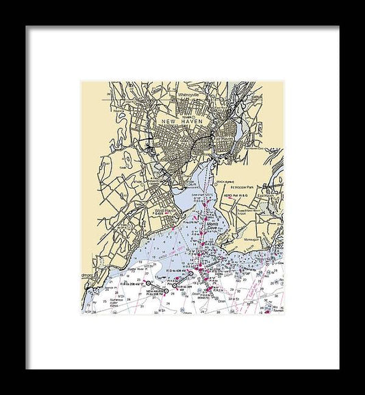New Haven-connecticut Nautical Chart - Framed Print