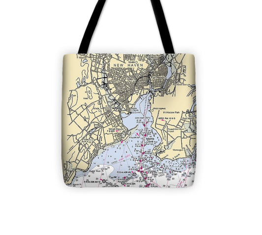 New Haven Connecticut Nautical Chart Tote Bag