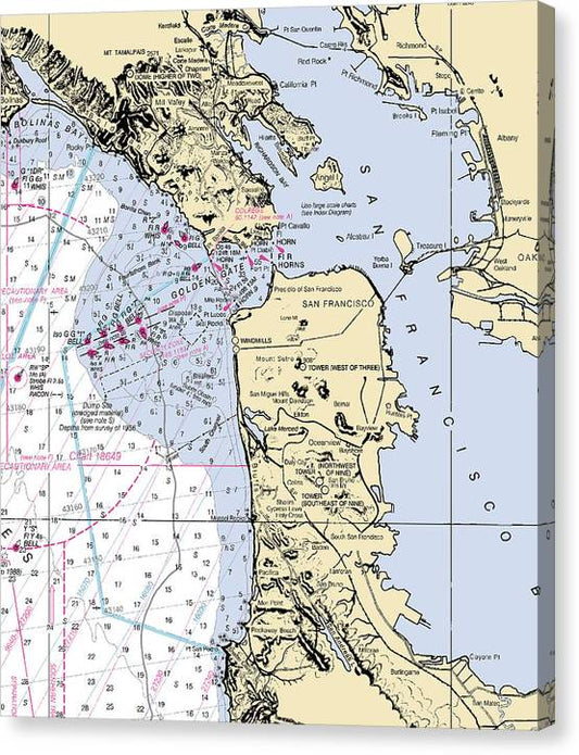 San Francisco-California Nautical Chart Canvas Print