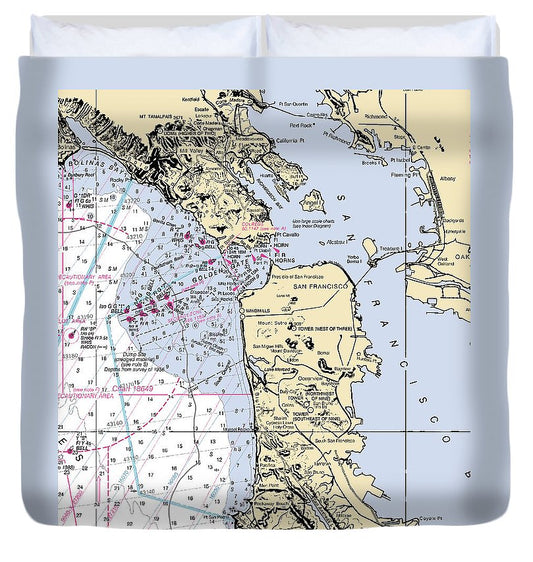 San Francisco California Nautical Chart Duvet Cover