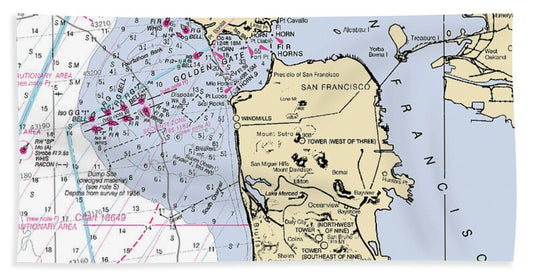 San Francisco-california Nautical Chart - Beach Towel