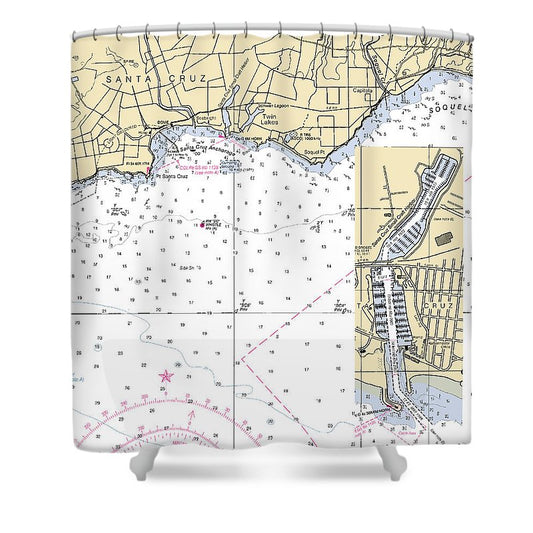 Santa Cruz California Nautical Chart Shower Curtain