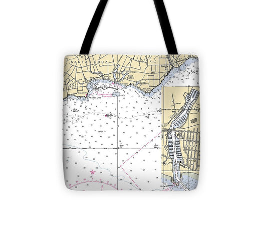 Santa Cruz California Nautical Chart Tote Bag