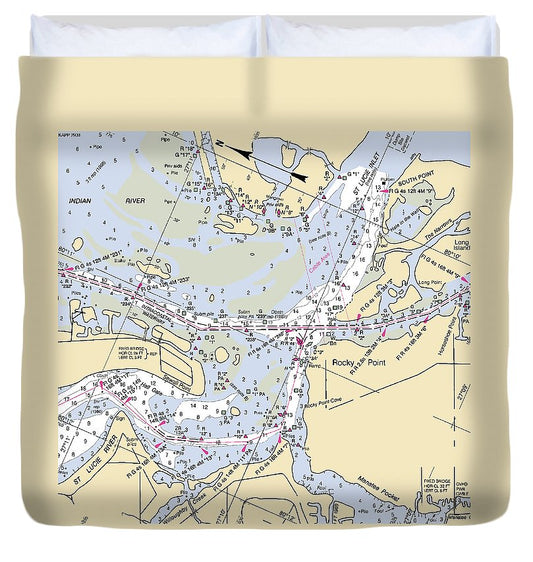 St Lucie Inlet Florida Nautical Chart Duvet Cover