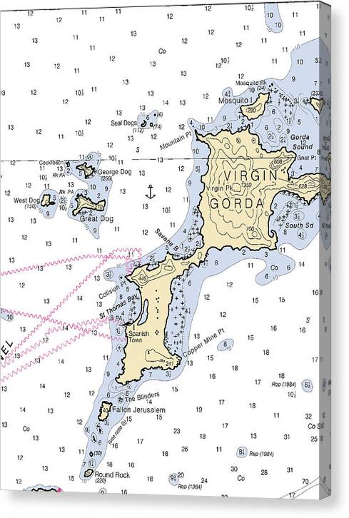Virgin Gorda-Virgin Islands Nautical Chart Canvas Print
