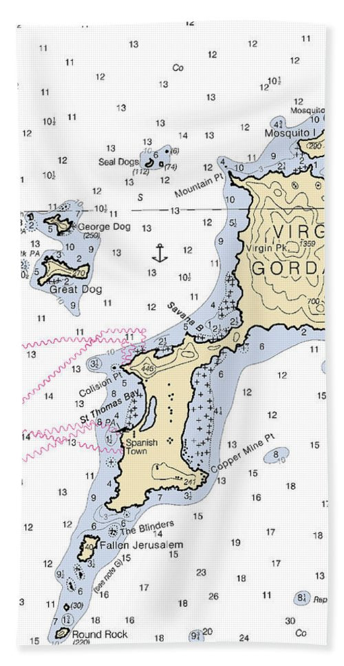 Virgin Gorda-virgin Islands Nautical Chart - Beach Towel